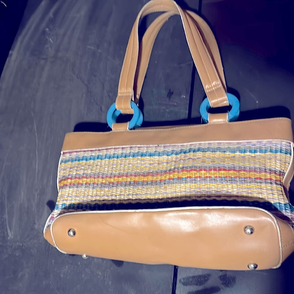 Maxx New York Hand Bag multi color with 3 compartments one change zip